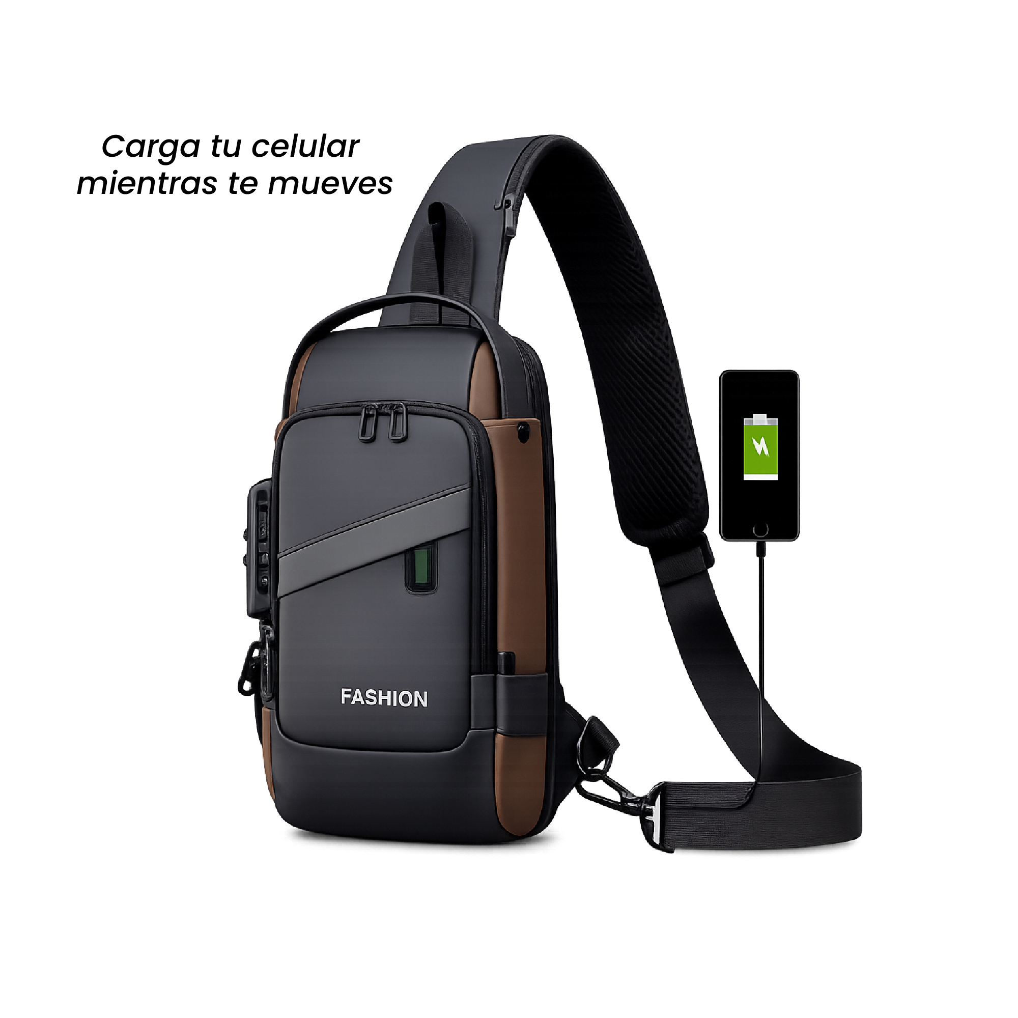 Vista 11 de Bolso Mini USB Cargador Hombre Antirrobo - COLOR: NEGRO